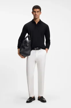 Long-sleeved polo shirt in interlock cotton with logo