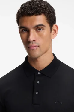 Long-sleeved polo shirt in interlock cotton with logo
