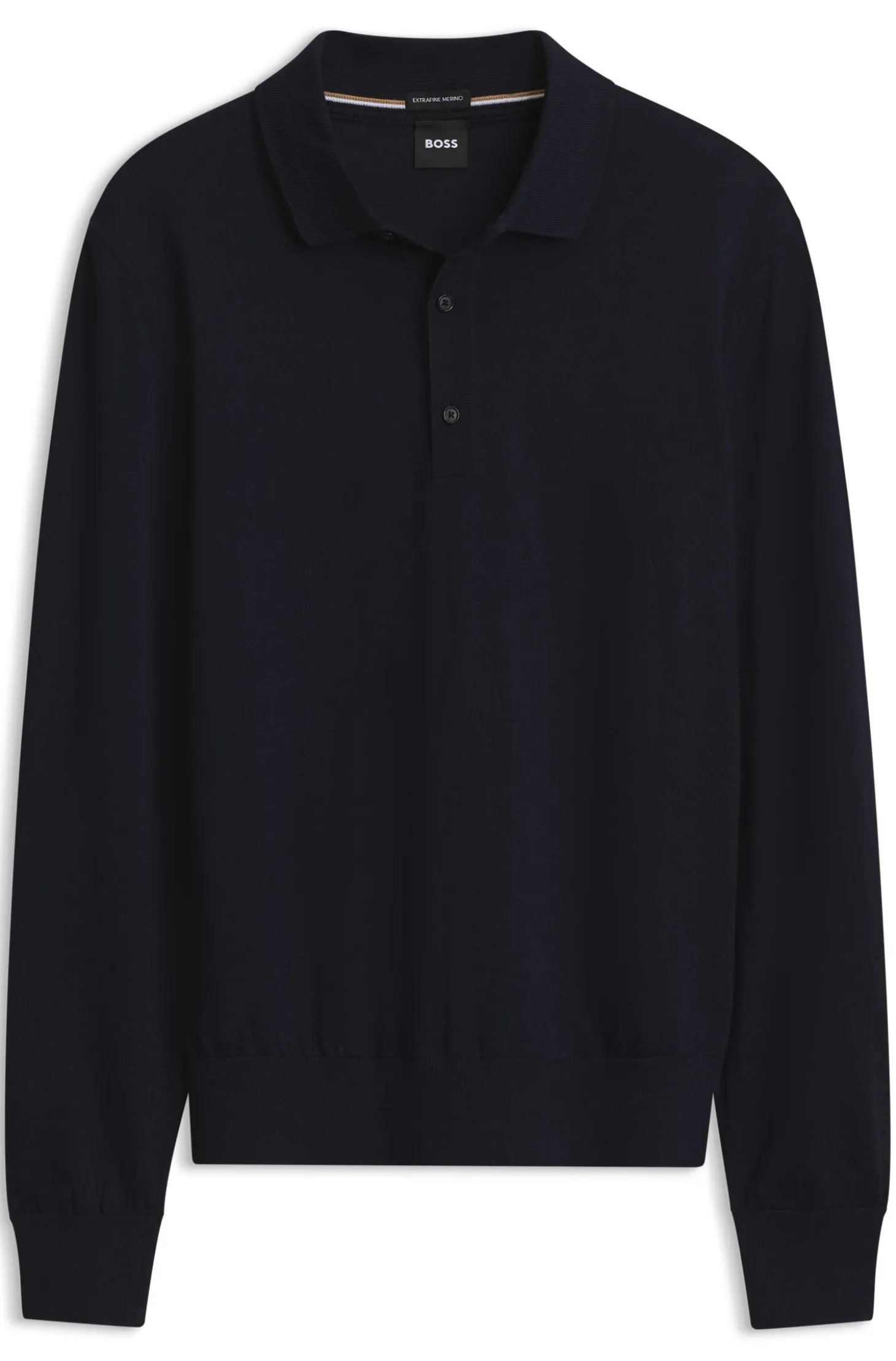 Long-sleeved polo sweater in Merino wool