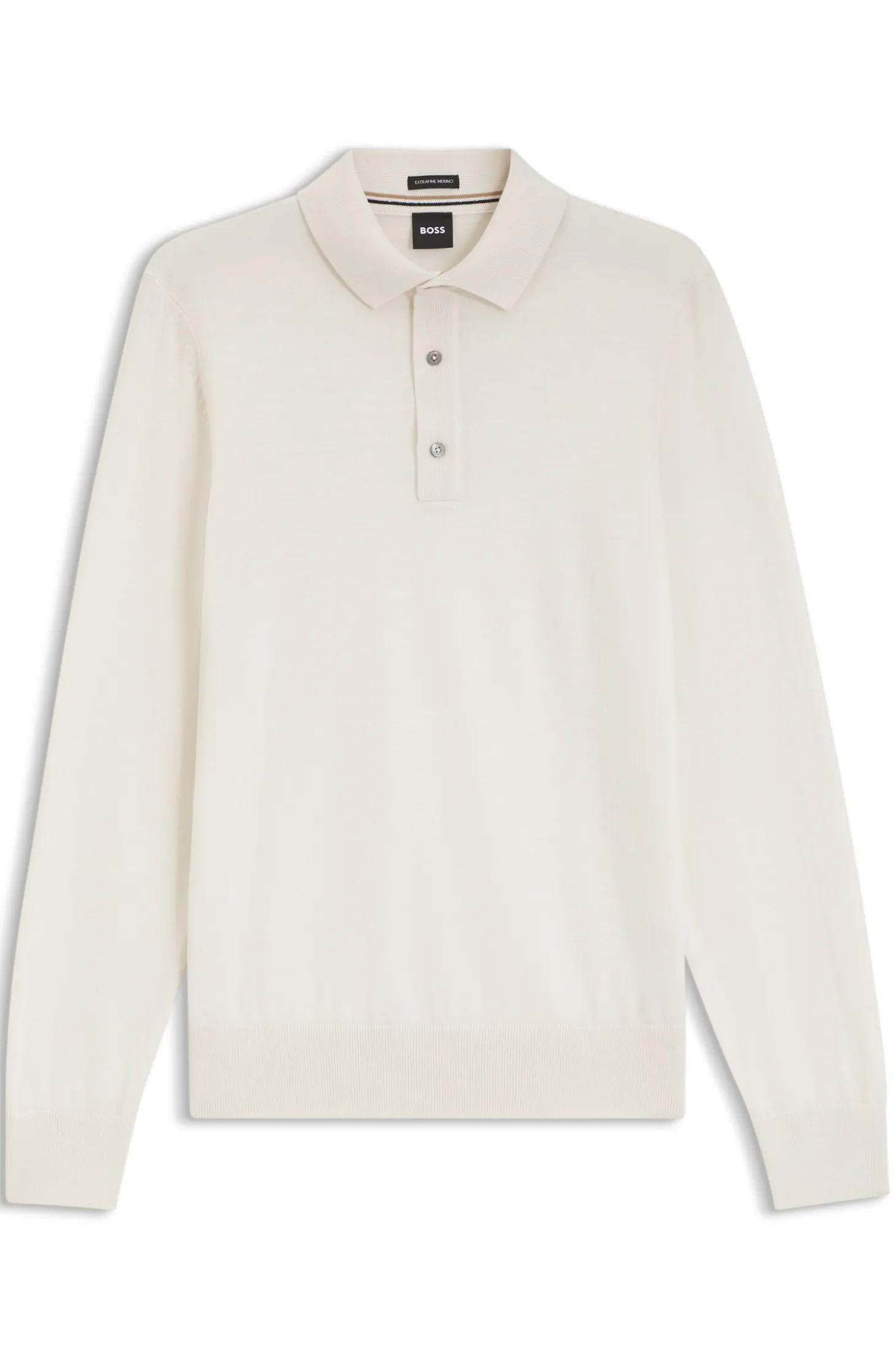 Long-sleeved polo sweater in Merino wool
