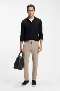 Long-sleeved polo sweater in Merino wool