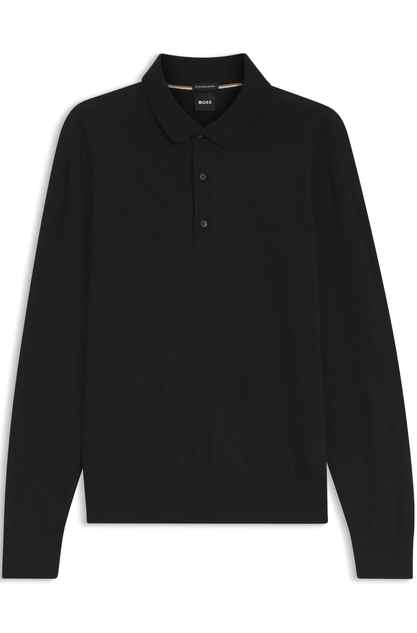 Long-sleeved polo sweater in Merino wool