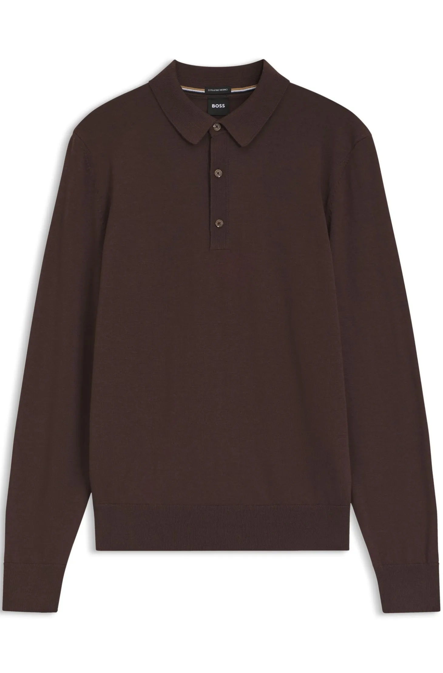 Long-sleeved polo sweater in Merino wool
