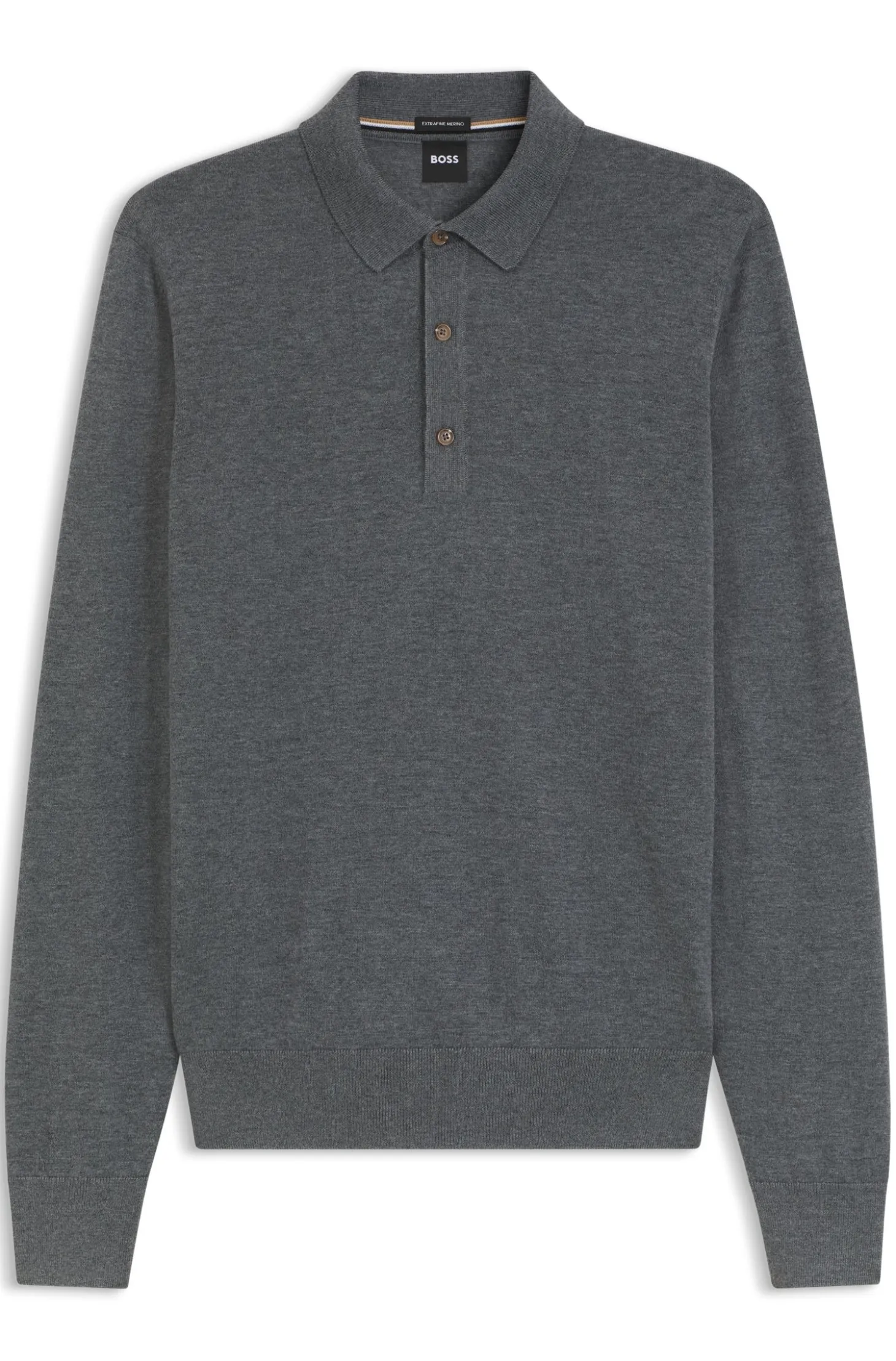 Long-sleeved polo sweater in Merino wool