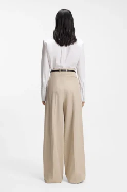 Long-sleeved shirt in cotton with pleating detail