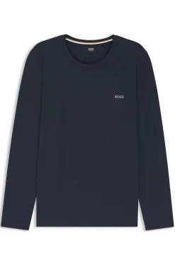 Long-sleeved top in stretch cotton with embroidered logo