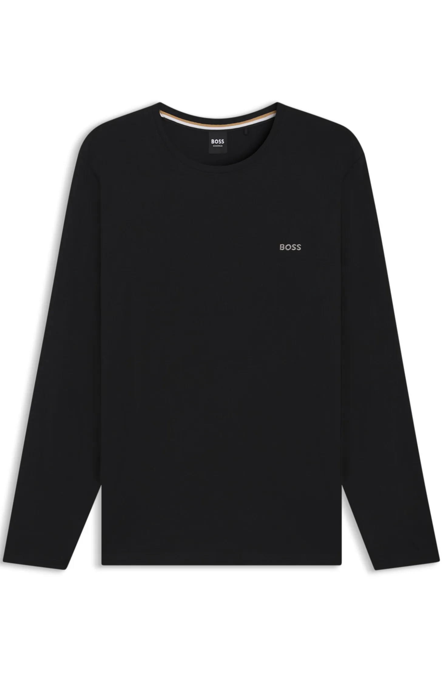 Long-sleeved top in stretch cotton with embroidered logo