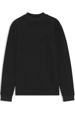 Long-sleeved T-shirt in cotton with mock neckline