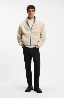 Long-sleeved T-shirt in cotton with mock neckline