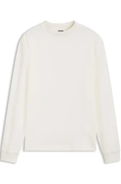Long-sleeved T-shirt in cotton with mock neckline