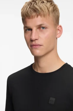 Long-sleeved T-shirt in cotton with logo patch