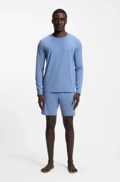 Long-sleeved T-shirt in stretch cotton with embroidered logo
