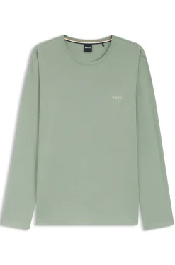 Long-sleeved T-shirt in stretch cotton with embroidered logo