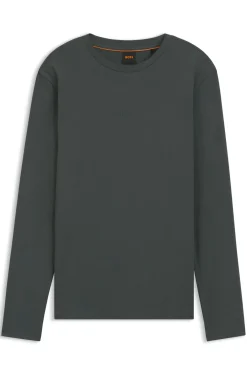 Long-sleeved T-shirt in stretch cotton with logo print
