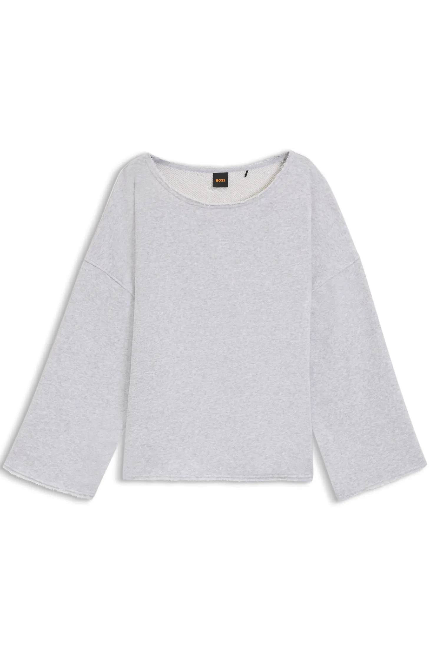 Loose-fit cotton-blend sweatshirt with raw-cut edges