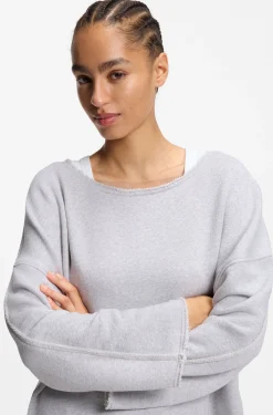 Loose-fit cotton-blend sweatshirt with raw-cut edges