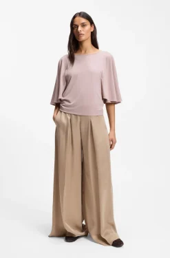 Loose-fit cupro T-shirt with raglan sleeves