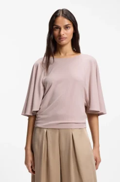 Loose-fit cupro T-shirt with raglan sleeves