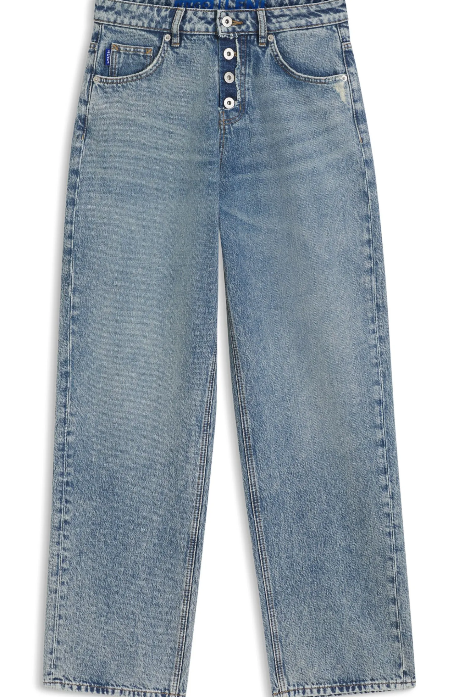 Loose-fit jeans in blue denim with exposed fly