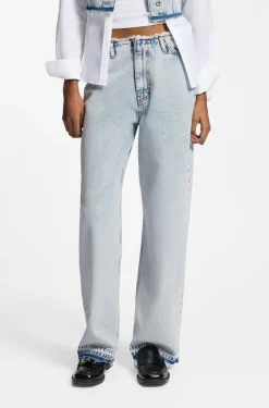 Loose-fit jeans in light-blue rigid denim