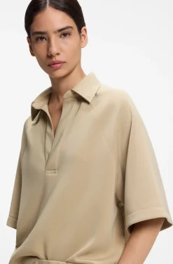 Loose-fit polo sweatshirt in scuba jersey