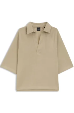 Loose-fit polo sweatshirt in scuba jersey