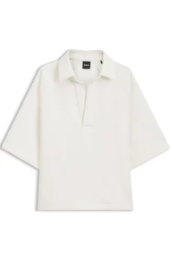 Loose-fit polo sweatshirt in scuba jersey