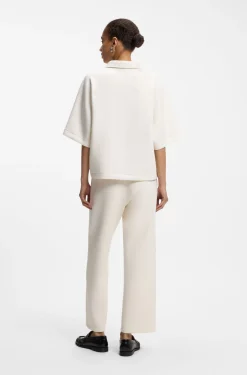 Loose-fit polo sweatshirt in scuba jersey