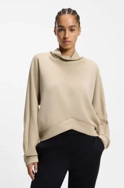 Loose-fit sweatshirt with draped funnel neck