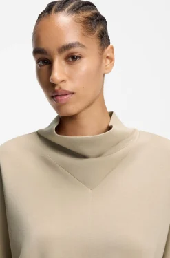 Loose-fit sweatshirt with draped funnel neck
