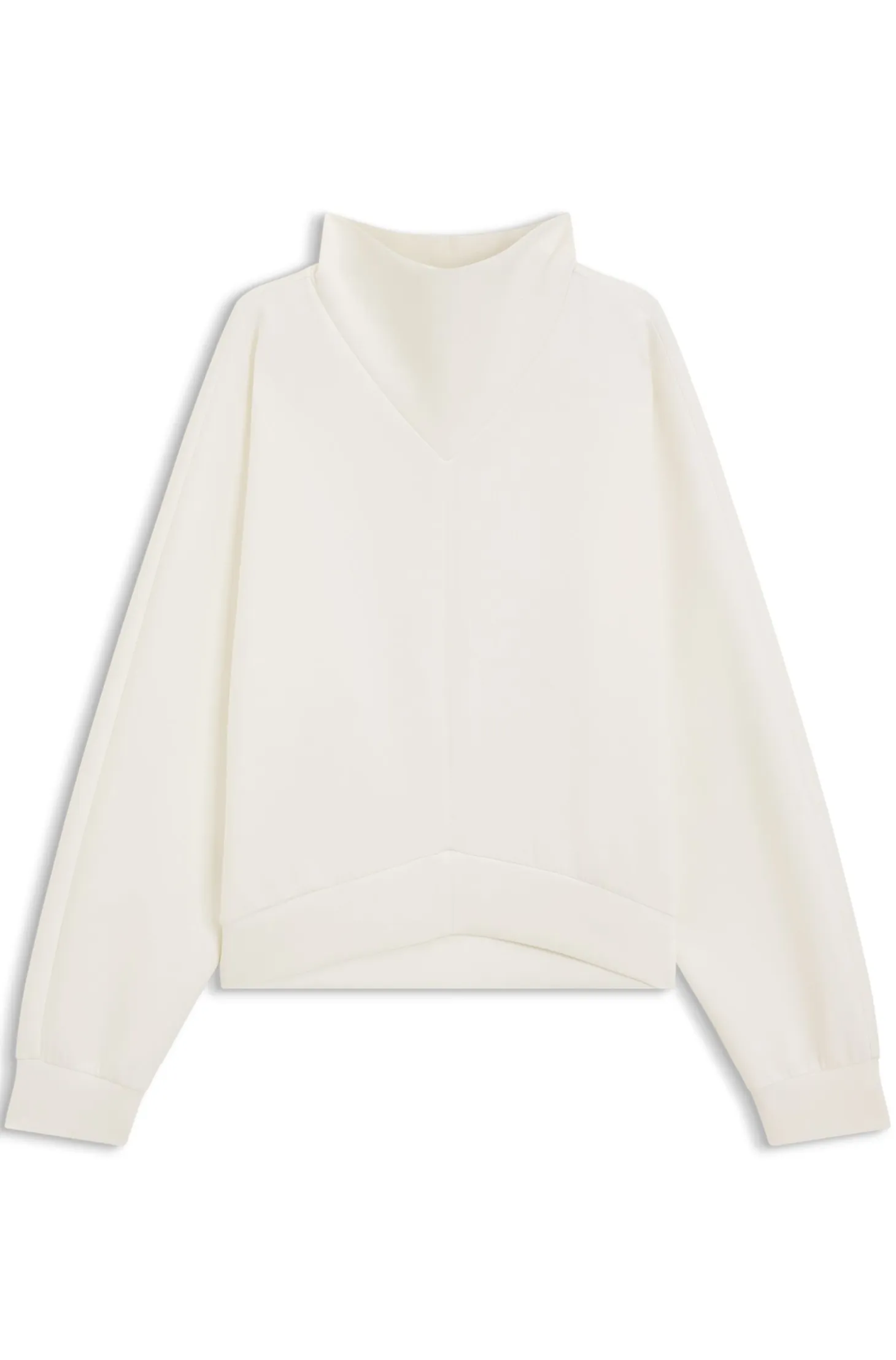 Loose-fit sweatshirt with draped funnel neck