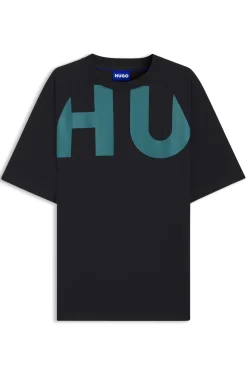 Loose-fit T-shirt in cotton jersey with wraparound logo