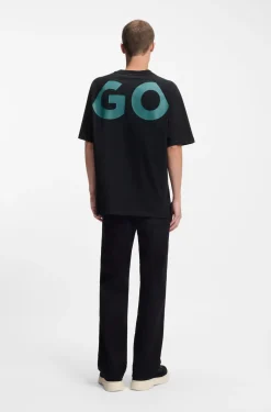Loose-fit T-shirt in cotton jersey with wraparound logo