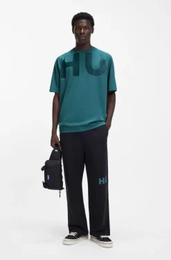 Loose-fit T-shirt in cotton jersey with wraparound logo
