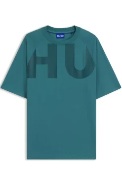 Loose-fit T-shirt in cotton jersey with wraparound logo