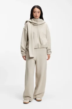 Loose-fit zip-up sweatshirt in melange jersey
