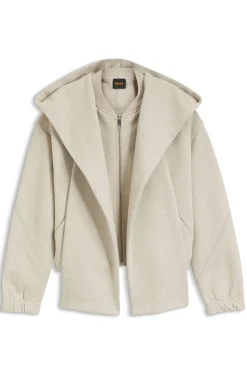 Loose-fit zip-up sweatshirt in melange jersey