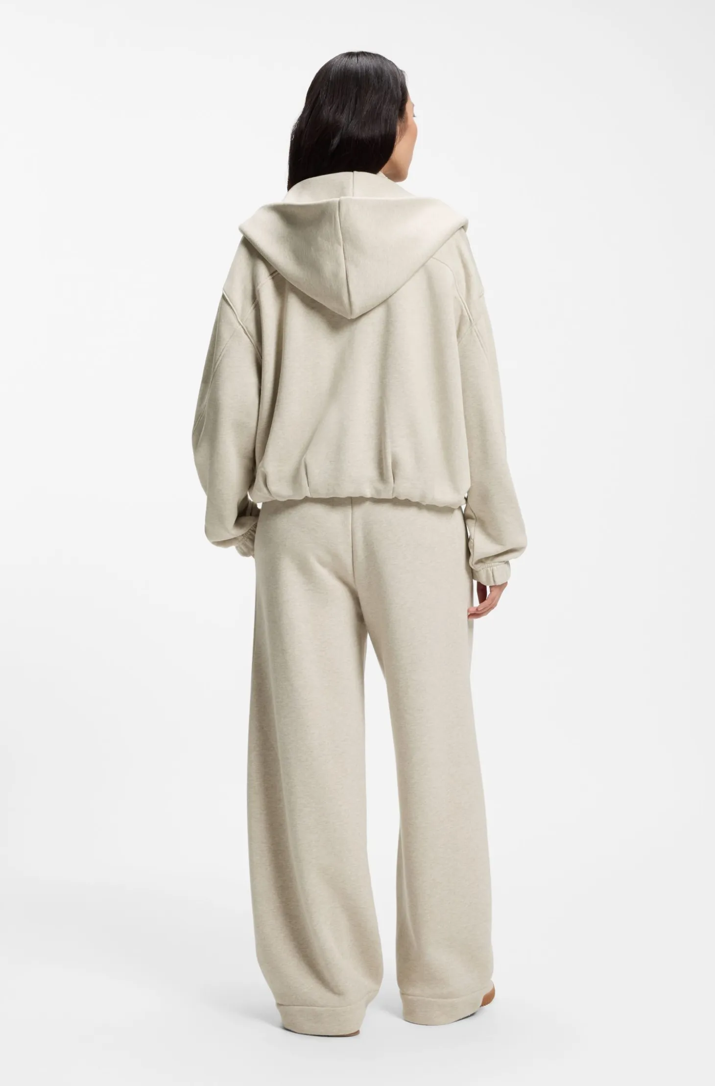 Loose-fit zip-up sweatshirt in melange jersey