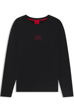 Loungewear top in stretch cotton with logo