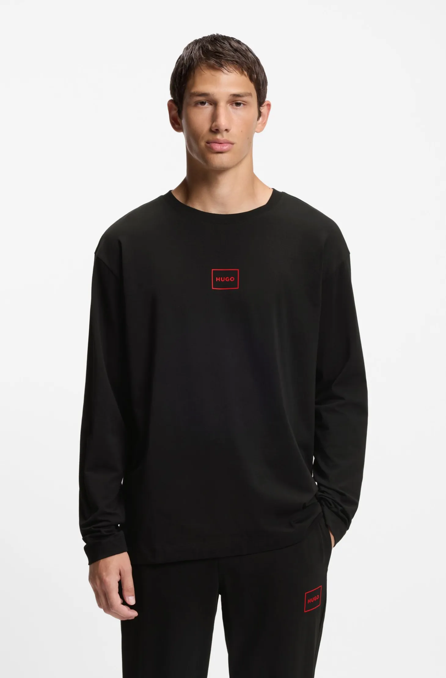 Loungewear top in stretch cotton with logo