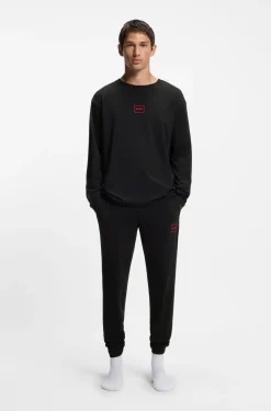 Loungewear top in stretch cotton with logo