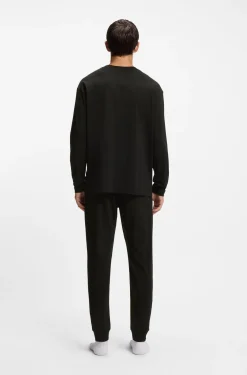 Loungewear top in stretch cotton with logo
