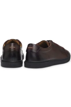 Low-cut trainers in premium brushed leather