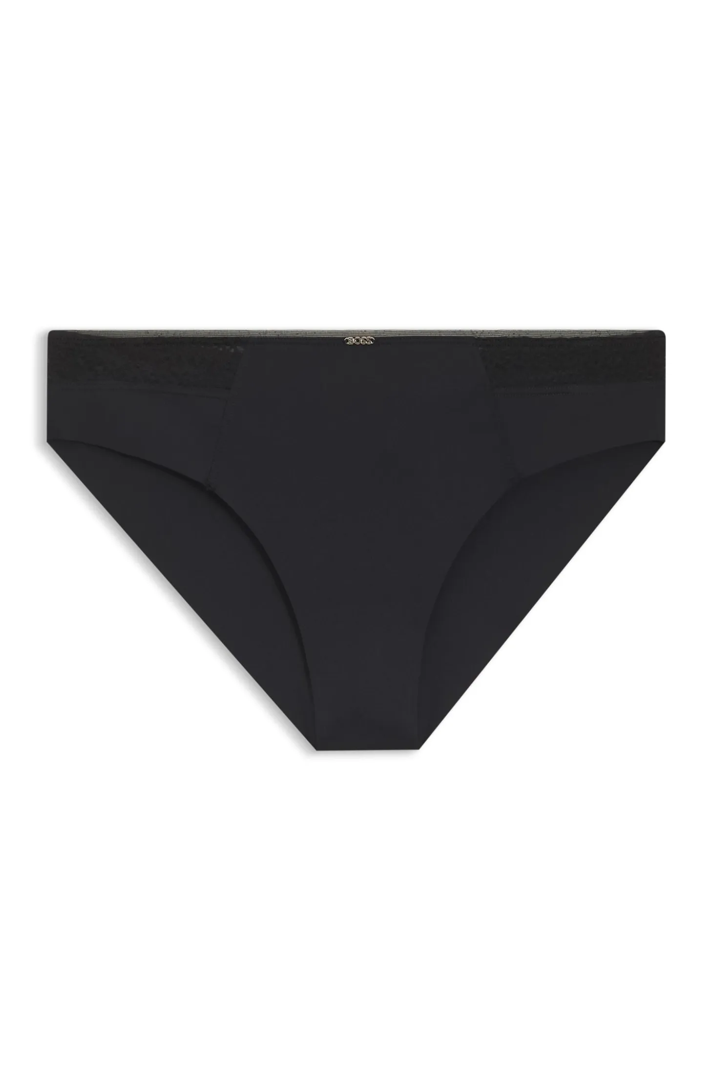 Low-rise briefs with gold plaque and lace monogram