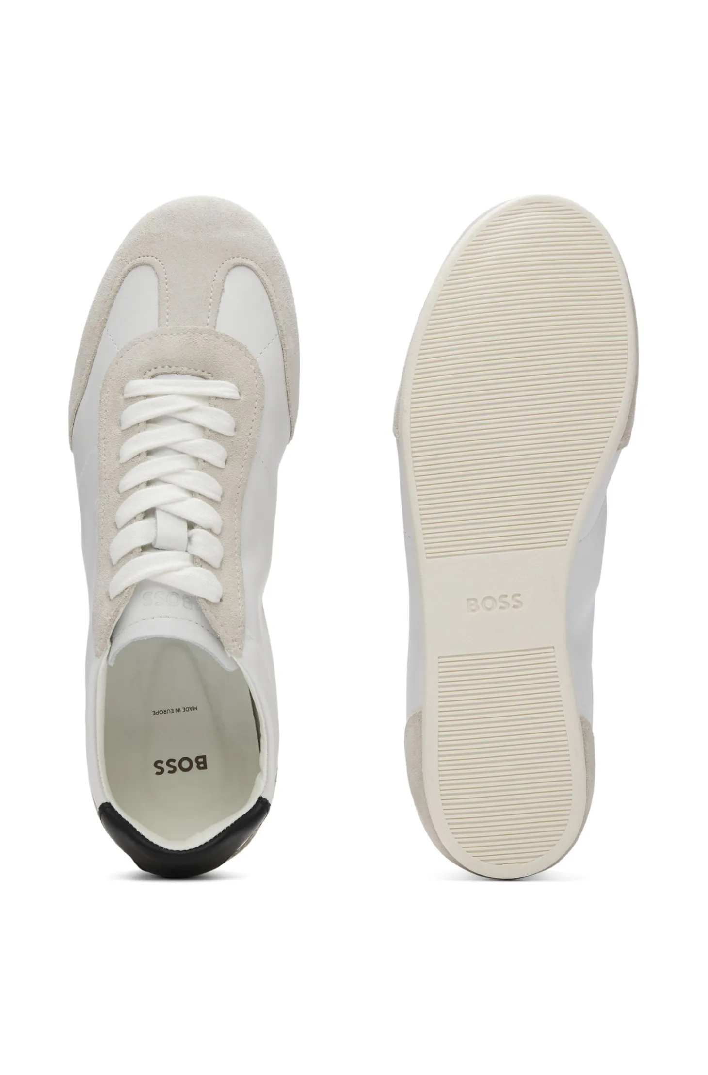 Low-top trainers in leather and suede