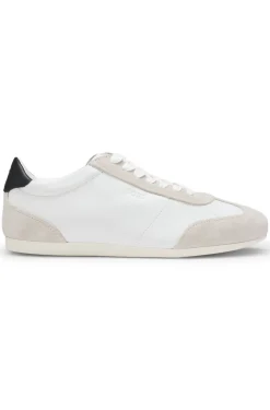 Low-top trainers in leather and suede