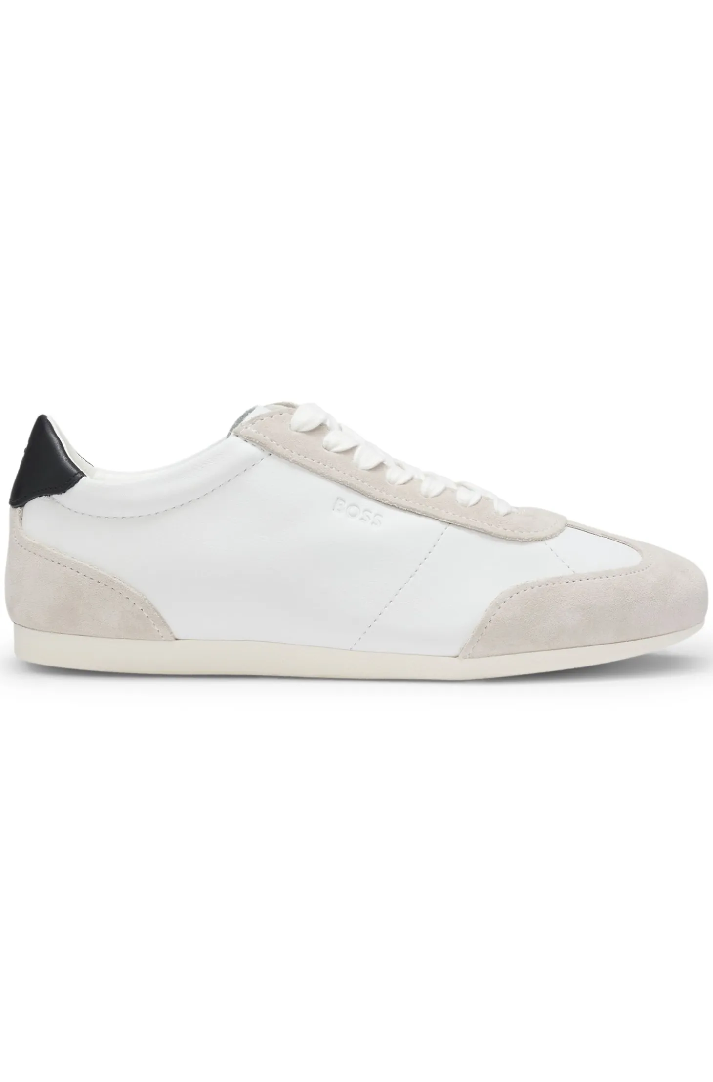 Low-top trainers in leather and suede