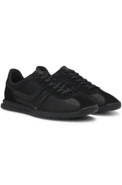 Low-top trainers with faux-leather trims