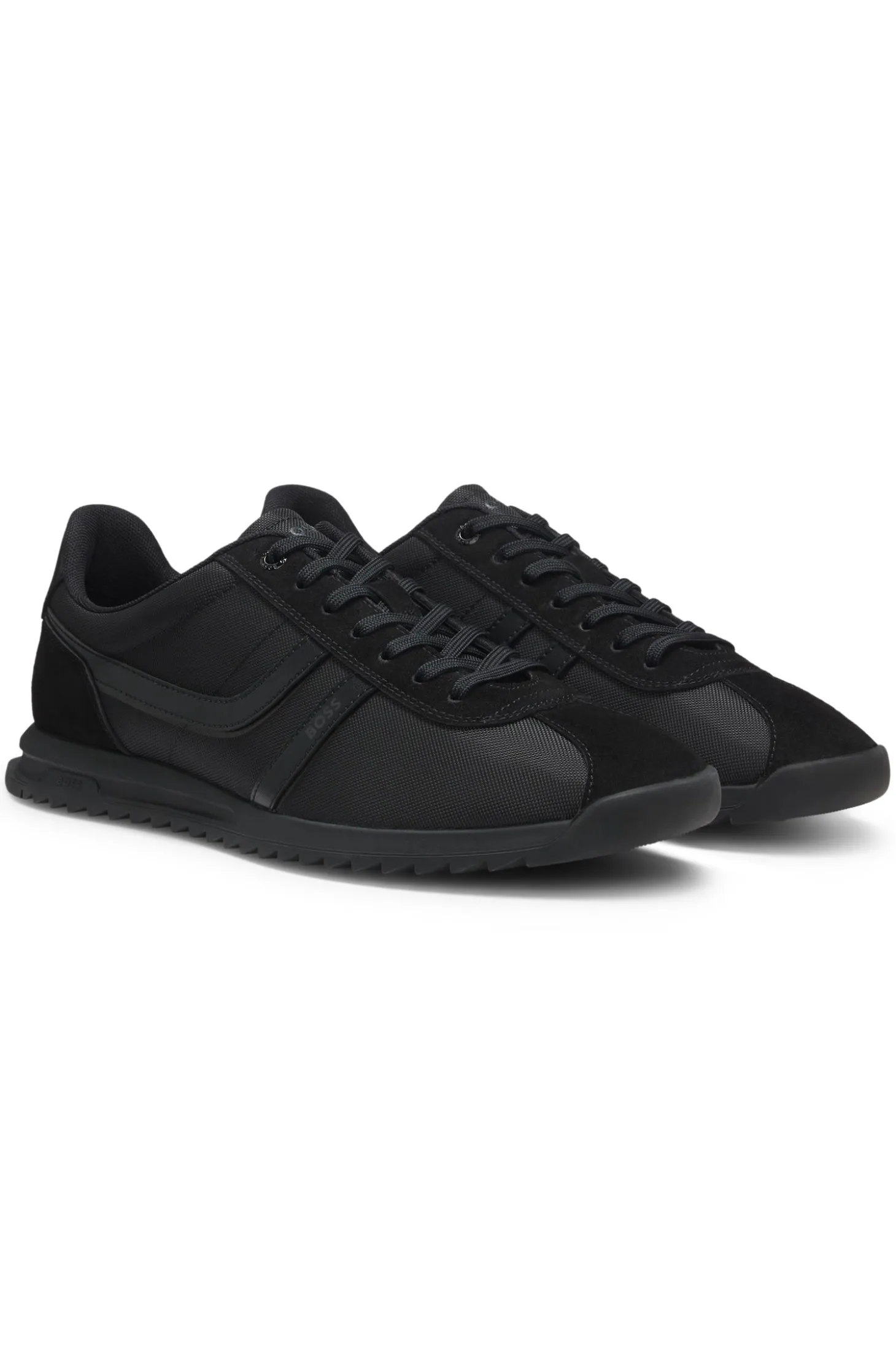 Low-top trainers with faux-leather trims