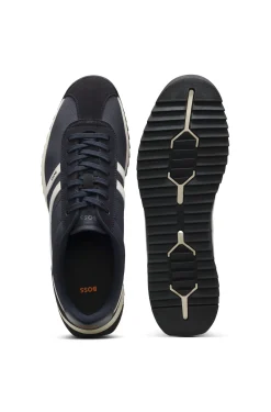 Low-top trainers with faux-leather trims